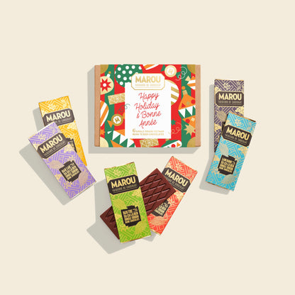6 Single Origin Chocolate Mini Bars Gift Box – Christmas edition