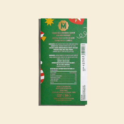 Caramelised Cinnamon & Cashew 65% Dark Chocolate Bar – Christmas edition