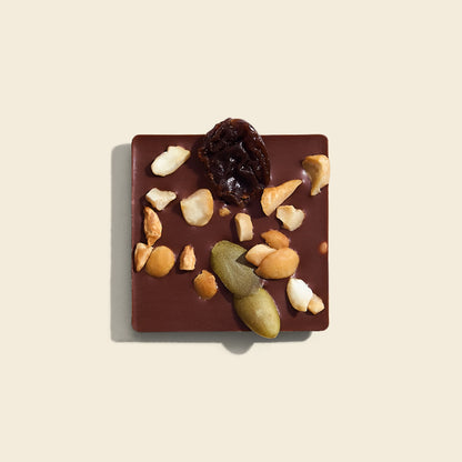 Dark Milk Chocolate 48% Mango, Pumpkin Seed & Raisin Mendiant - Tropical Adventure Edition